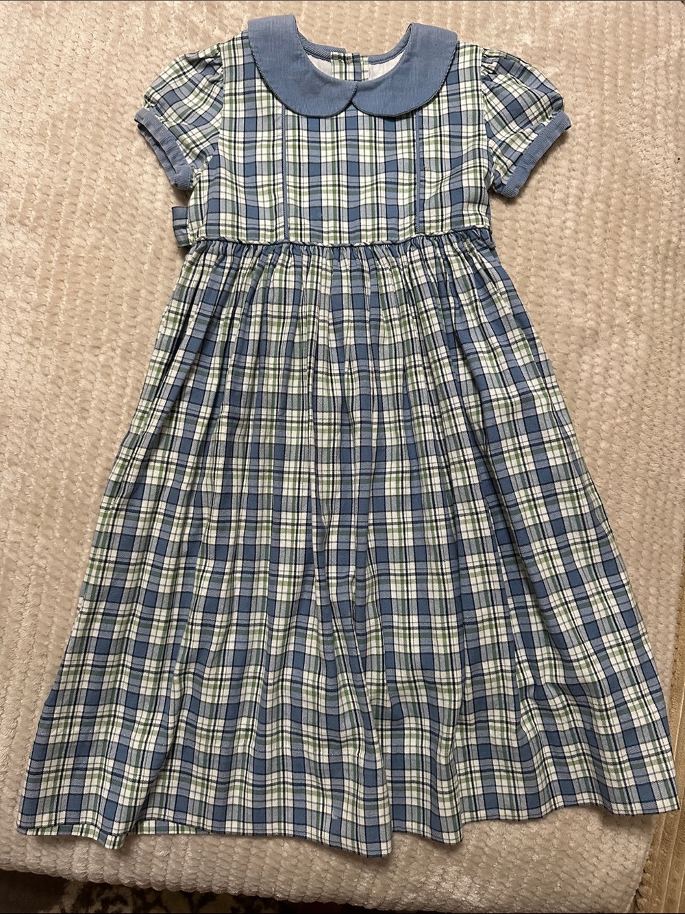Strasburg Blue and White Plaid Peter Pan Collar Dress size 3Y
